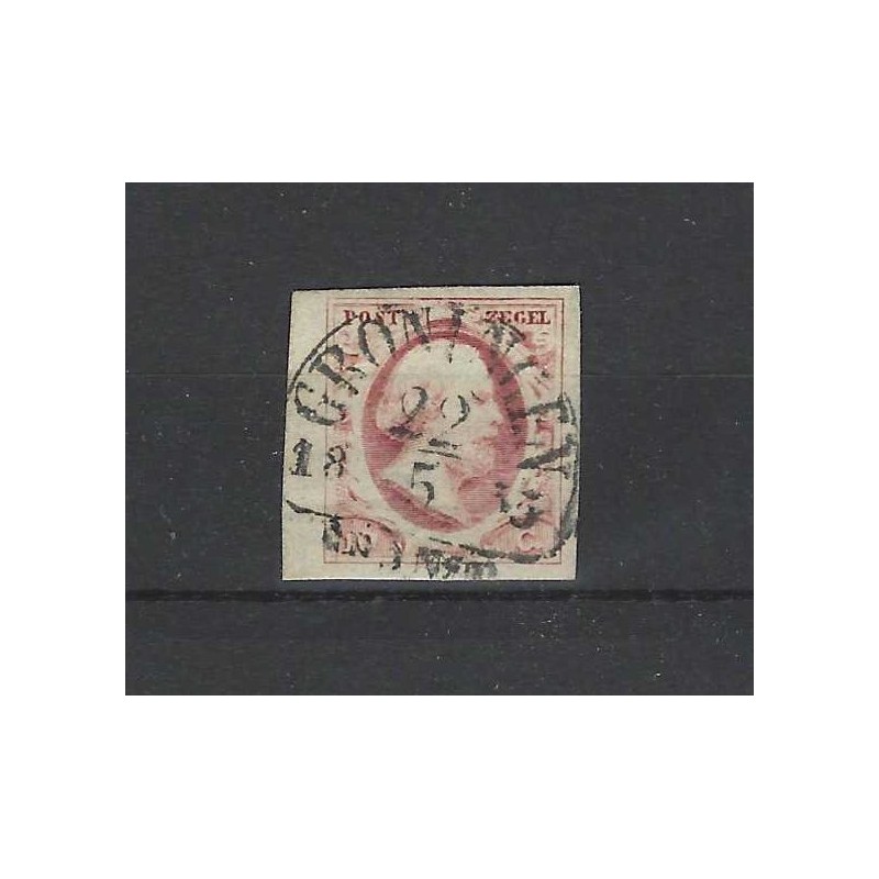 Nederland 2 plt I Willem III "GRONINGEN -B" VFU/gebr CV  100+ €