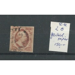 Nederland  2 plt V-32 met geribd papier VFU/gebr  CV  150+ €
