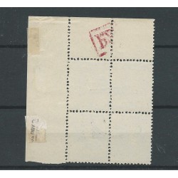 Suriname 16 Hoekblok met Velrandteken P.Z. in rood VFU/gebr  CV  ?? €