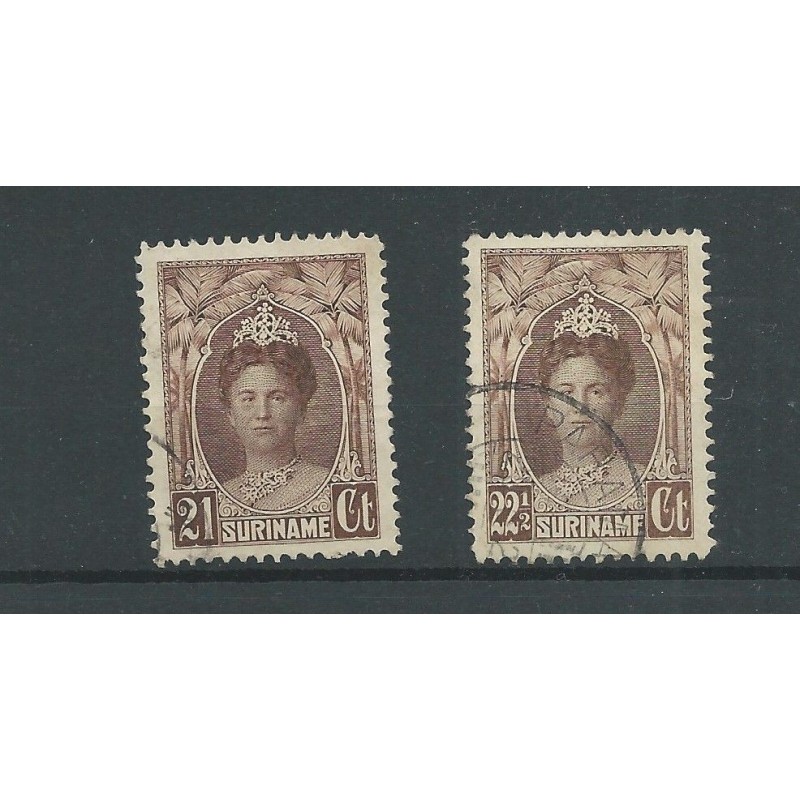 Suriname 122-123 Wilhelmina VFU/gebr CV 35 € Suriname 122-123 Wilhelmina VFU/gebr CV 35 €