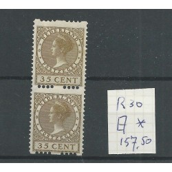 Nederland R30 paartje Tweezijdige Roltanding MH/ongebr  CV 157,5 €