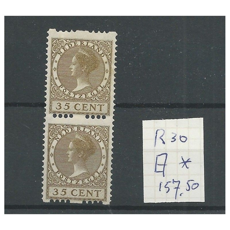 Nederland R30 paartje Tweezijdige Roltanding MH/ongebr CV 157,5 € Nederland R30 paartje Tweezijdige Roltanding MH/ongebr CV 157,5 €