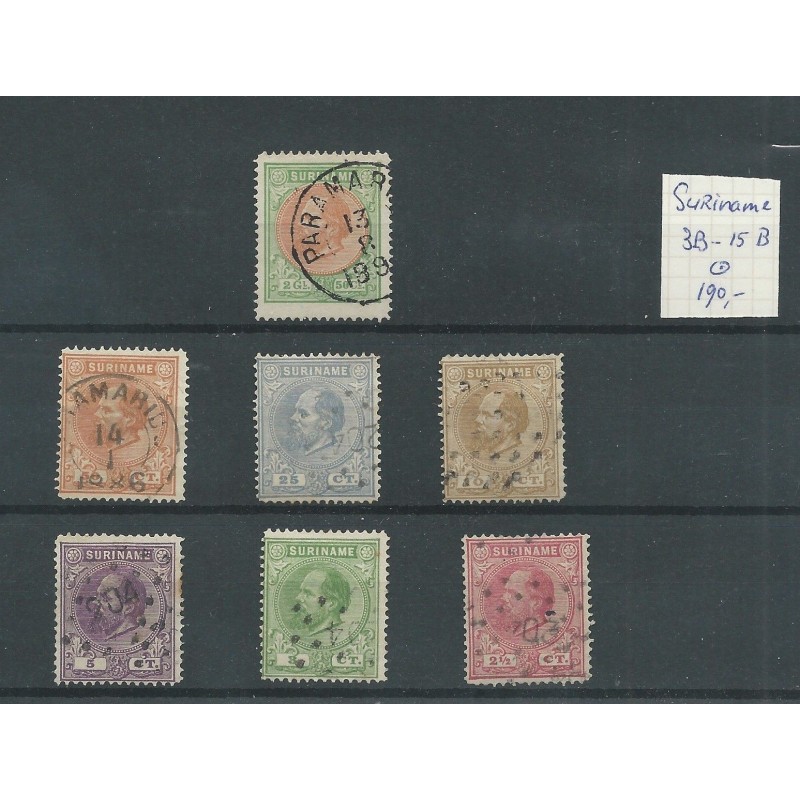 Suriname 3B-15B Willem III 1873 VFU/gebr CV 190 € Suriname 3B-15B Willem III 1873 VFU/gebr CV 190 €