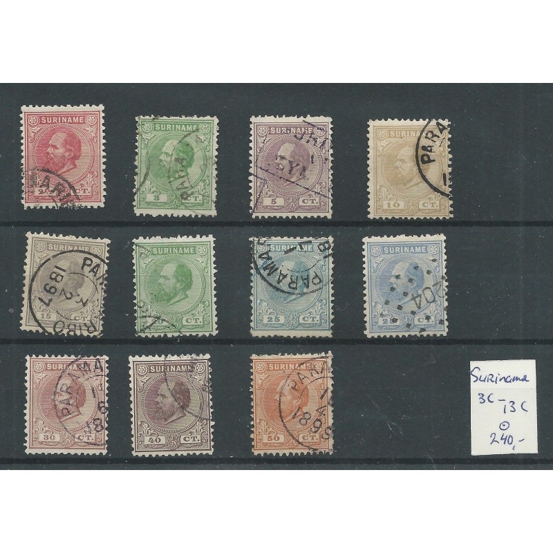 Suriname 3C-13C Willem III 1873 VFU/gebr CV 240 € Suriname 3C-13C Willem III 1873 VFU/gebr CV 240 €