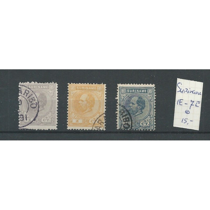 Suriname 1E-7E Willem III 1873 VFU/gebr CV 15 € Suriname 1E-7E Willem III 1873 VFU/gebr CV 15 €
