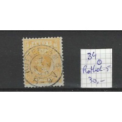 Nederland 34 Wilhelmina "ROTTERDAM-5 1896" kleinrond VFU/gebr CV 35+ €