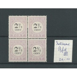Suriname P9fd "E.T"   Port 1892 in blok van 4  MH/ongebr CV  20+ €