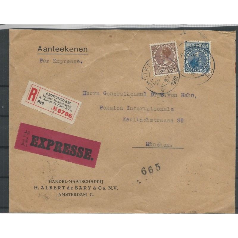 Nederland 156, 196 op Aangetekende EXPRESSE brief CV 500+ € Attest VLeeming Nederland 156, 196 op Aangetekende EXPRESSE brief CV 500+ € Attest VLeeming