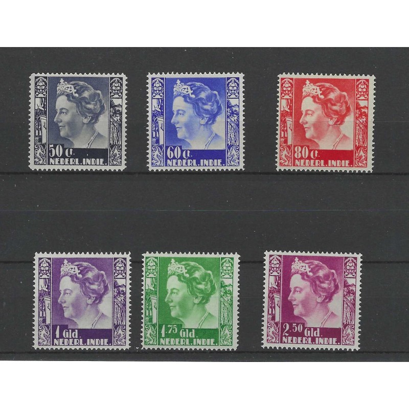 Ned. Indie 205-210 Wilhelmina  MH/ongebr CV 85 €