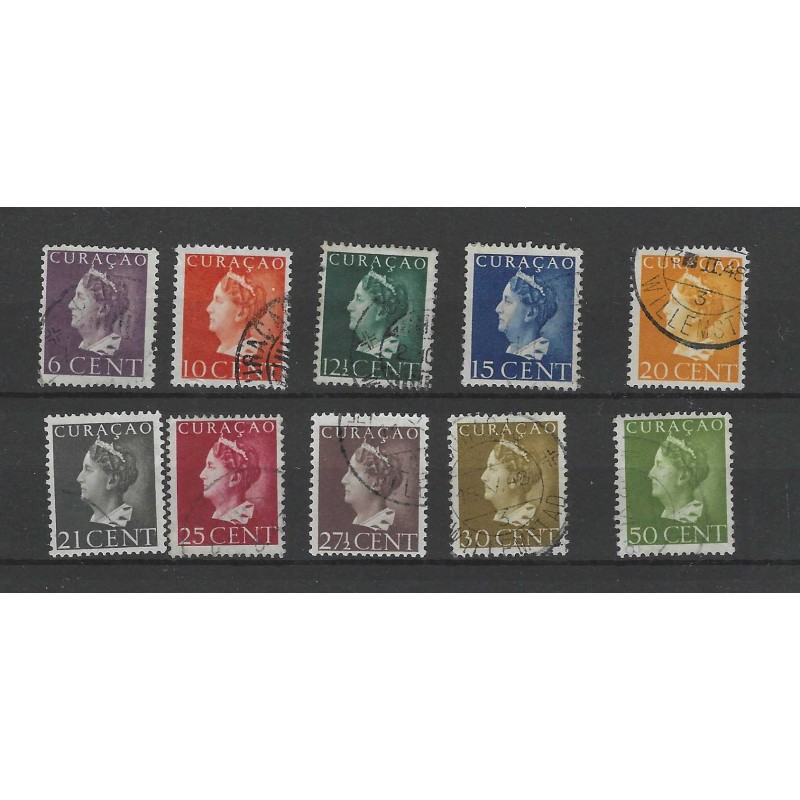 Curacao 168-177 Wilhelmina  VFU/gebr CV 26 €