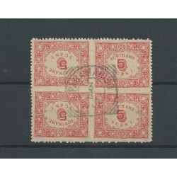 Suriname 58a  TETE-BECHE blok van 4 VFU/gebr  CV 350++€