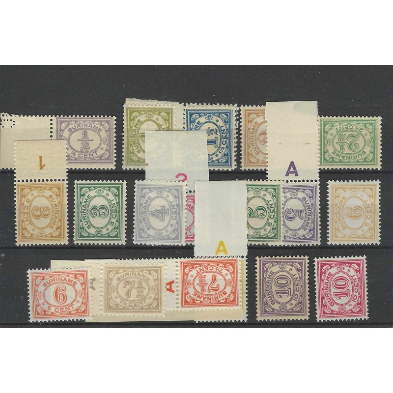 Suriname 69-86  CIjfer serie MNH/postfris CV 106 €