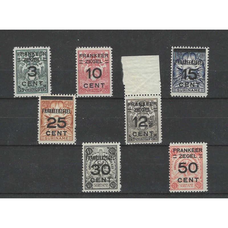 Suriname 130-136 Brandkastopdrukken MNH/postfris CV 62 €