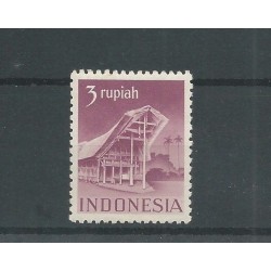 Ned. Indie 385B Gebouwen 3 Rupiah  MNH/postfris  CV  118 €
