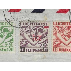 Suriname LP24fa  KOP-staande opdruk op brief naar Curacao CV ??? €