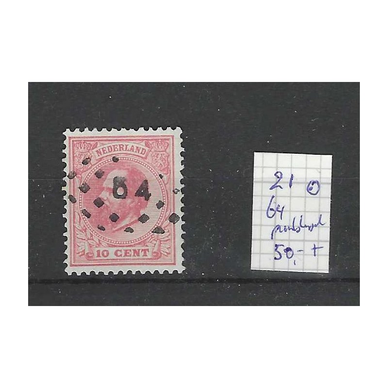Nederland 21 Willem III 1872  puntstempel 64 VFU/gebr  CV 50+ €