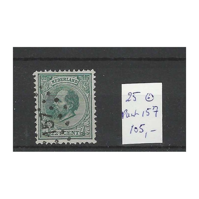 Nederland 25 Willem III 1872  puntstempel 157 VFU/gebr  CV 105 €