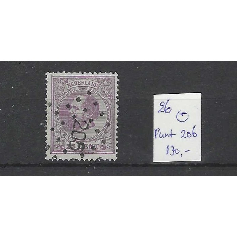 Nederland 26 Willem III 1872  puntstempel 206 VFU/gebr  CV 130 €