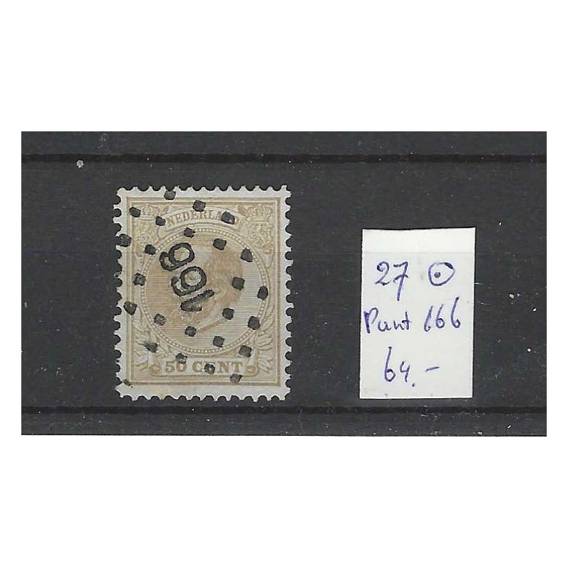 Nederland 27 Willem III 1872  puntstempel 166 VFU/gebr  CV 64 €