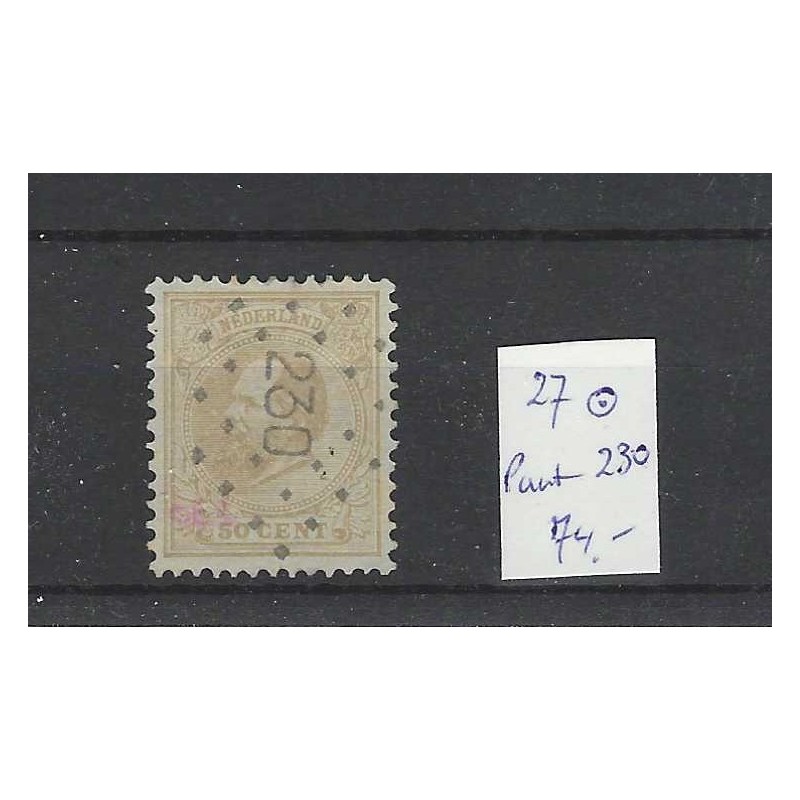Nederland 27 Willem III 1872  puntstempel 230 VFU/gebr  CV 74 €
