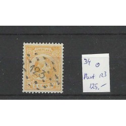 Nederland 34 Wilhelmina met puntstempel 123 VFU/gebr  CV 125 €