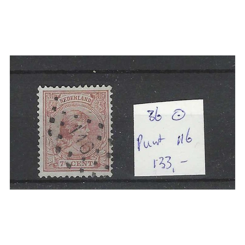 Nederland 36 Wilhelmina met puntstempel 116 VFU/gebr  CV 133 €