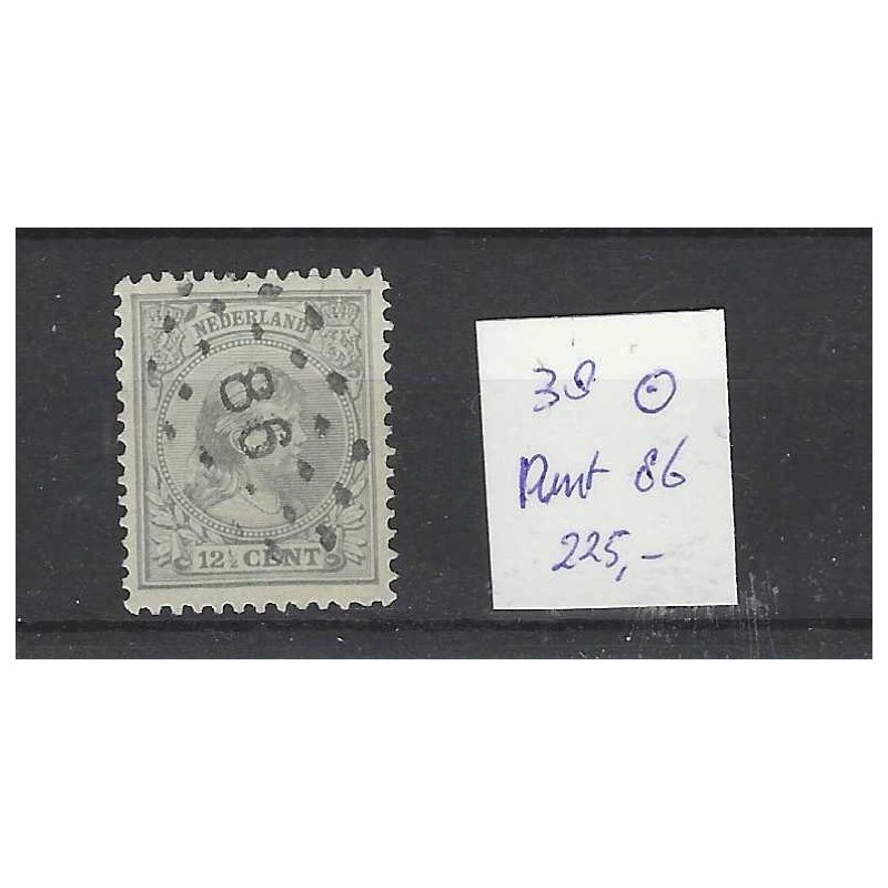 Nederland 38 Wilhelmina met puntstempel 86 VFU/gebr  CV 225 €