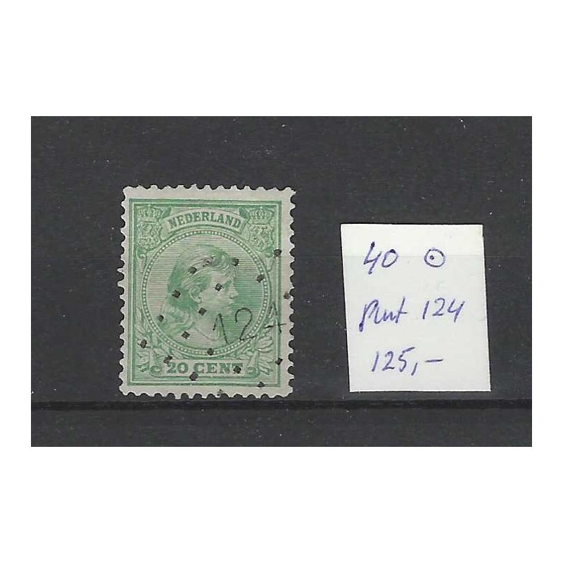 Nederland 40 Wilhelmina met puntstempel 124 VFU/gebr  CV 125 €