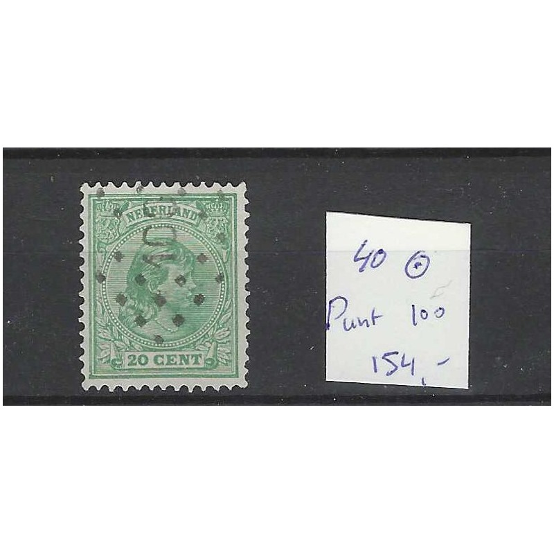 Nederland 40 Wilhelmina met puntstempel 100 VFU/gebr  CV 154 €