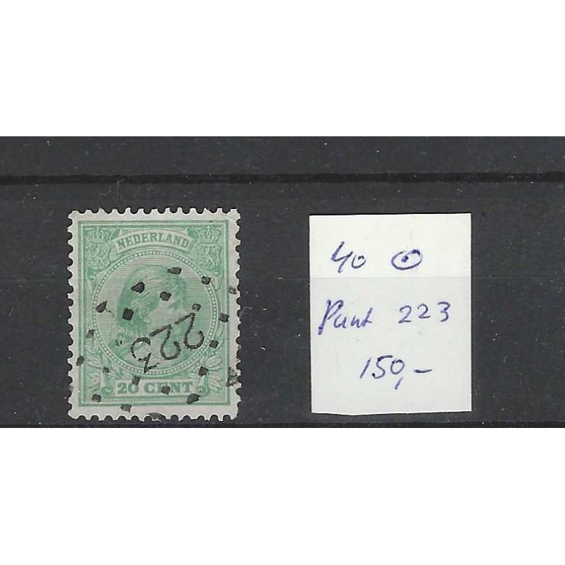 Nederland 40 Wilhelmina met puntstempel 223 VFU/gebr  CV 150 €