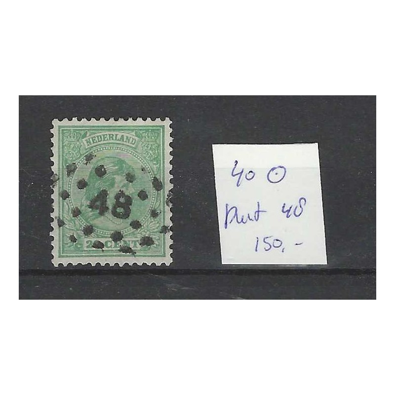 Nederland 40 Wilhelmina met puntstempel 48 VFU/gebr  CV 150 €