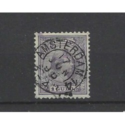 Nederland 44 Wilhelmina "AMSTERDAM-14  1895 kleinrond VFU/gebr  CV 108+ €