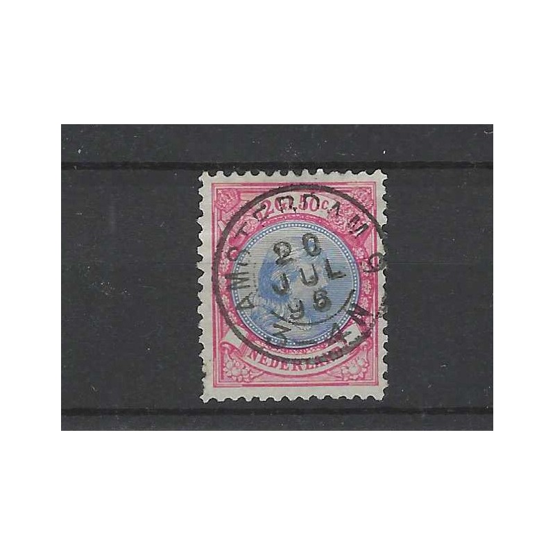 Nederland 47B Wilhelmina "AMSTERDAM-9  1896 kleinrond VFU/gebr  CV 210+ €