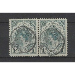 Nederland 49 paartje Kroningsgulden "UTRECHT R.P.S.B." VFU/gebr  CV 300 € stempelvariëteit