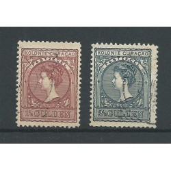 Curacao  42-43 Wilhelmina  1,5 en 2,5 Gld  VFU/gebr   CV 85 €