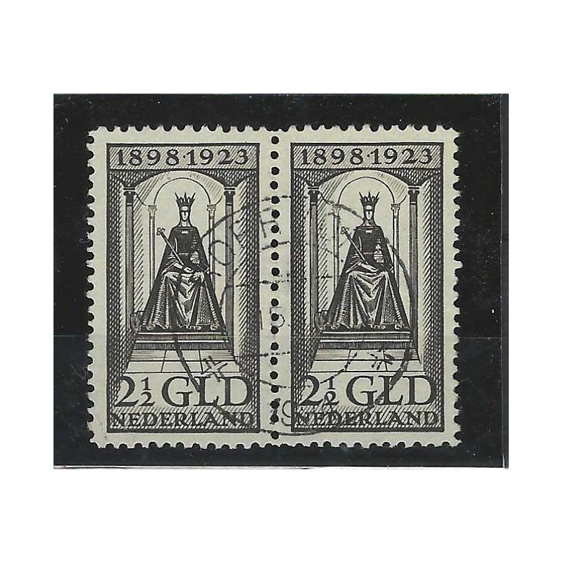 Nederland 130 Wilhelmina 1923 paartje VFU/gebr  CV 550 € !!LUXE!!