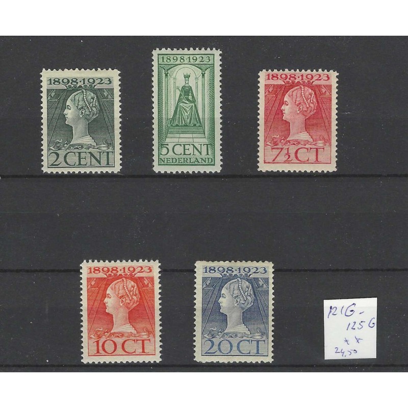 Nederland 121G-125G  Wilhelmina 1923 MNH/postfris CV 24,50 €
