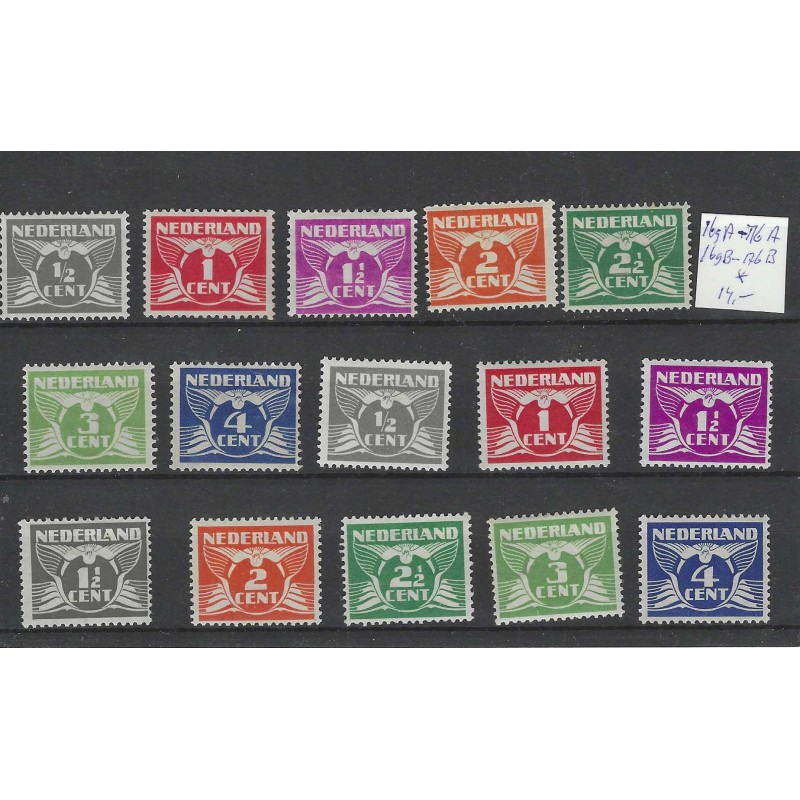 Nederland 169A-176A, 169B-176B  Vliegende duif met wm.  MH/ongebr CV 14 €