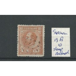 Suriname  13A  Willem III met STOMP puntstempel VFU/gebr  CV 60+ €