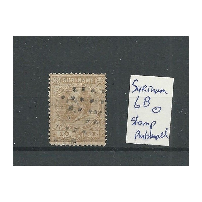 Suriname 6B Willem III met STOMP puntstempel VFU/gebr CV 12,5+ € Suriname 6B Willem III met STOMP puntstempel VFU/gebr CV 12,5+ €