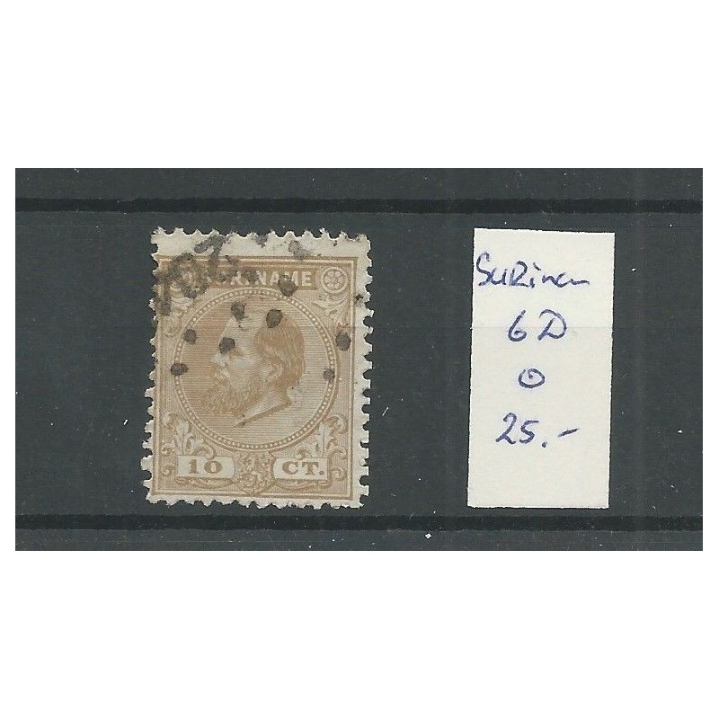 Suriname 6D Willem III 1873 VFU/gebr CV 25 € Suriname 6D Willem III 1873 VFU/gebr CV 25 €