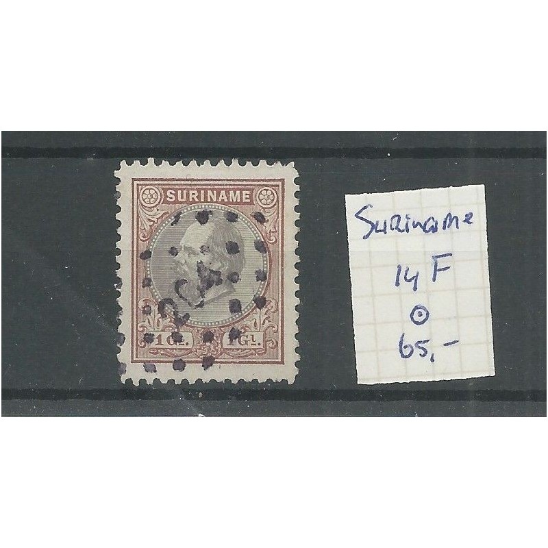 Suriname 14F Willem III 1873 VFU/gebr CV 65 € Suriname 14F Willem III 1873 VFU/gebr CV 65 €