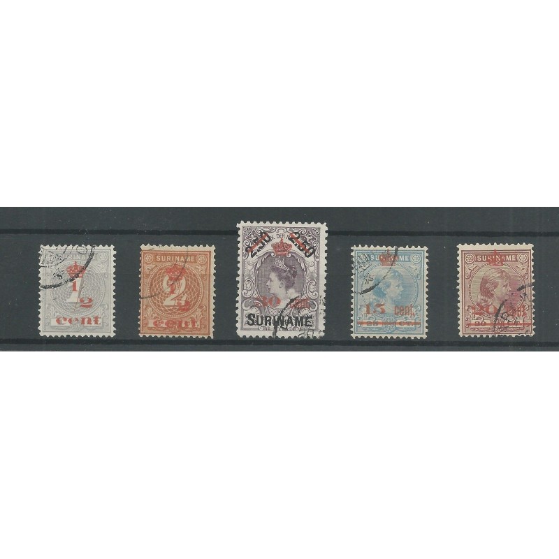 Suriname 60-64 Kroontjes-opdruk VFU/gebr CV 250 € Suriname 60-64 Kroontjes-opdruk VFU/gebr CV 250 €