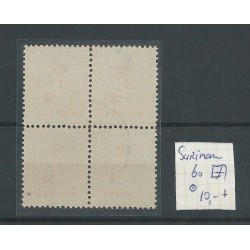 Suriname 60 blok van 4 Kroontjes-opdruk  VFU/gebr  CV 10+ €