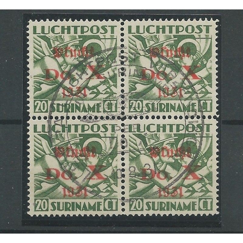 Suriname  LP8   DO-X  blok van 4 VFU/gebr  CV 100++ €