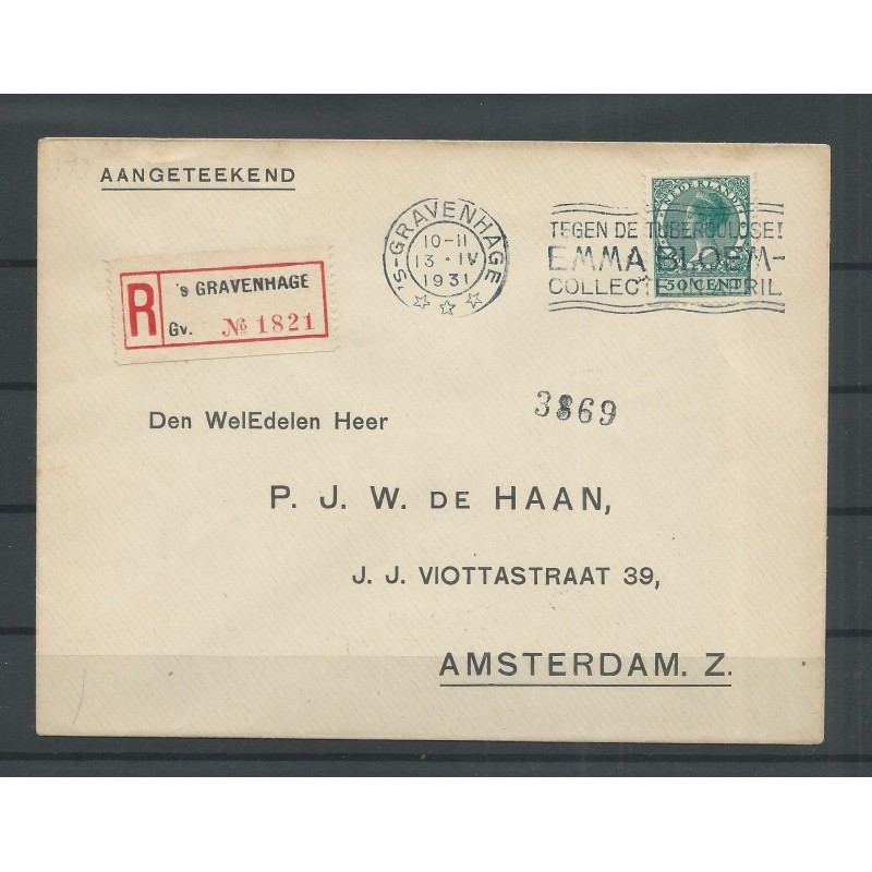 Nederland R70 op BRIEF Gravenhage-Amsterdam VFU/gebr CV 170 € certificaat!! Nederland R70 op BRIEF Gravenhage-Amsterdam VFU/gebr CV 170 € certificaat!!