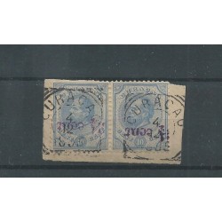 Curacao 24fa paartje met "KOPSTAANDE opdruk"  VFU/gebr  CV 450+ €