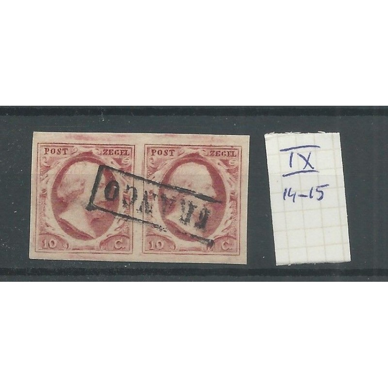 Nederland 2 plt IX 14-15 paartje VFU/gebr CV 180 € Nederland 2 plt IX 14-15 paartje VFU/gebr CV 180 €