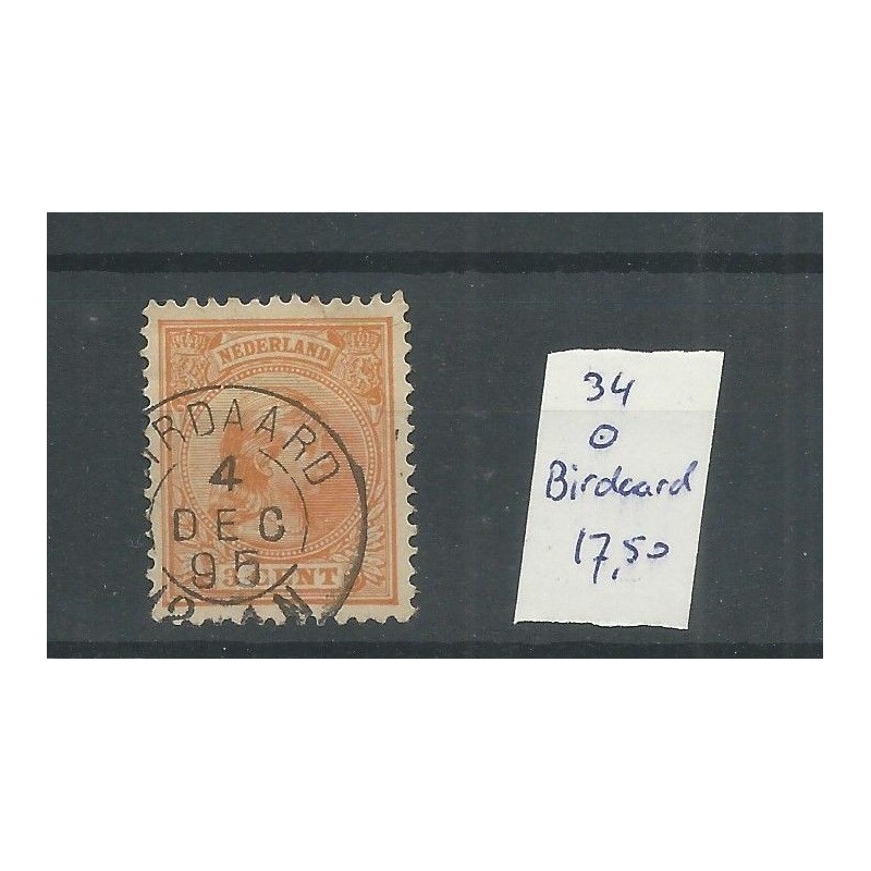 Nederland 34 met BIRDAARD kleinrond VFU/gebr CV 17,50 € Nederland 34 met BIRDAARD kleinrond VFU/gebr CV 17,50 €