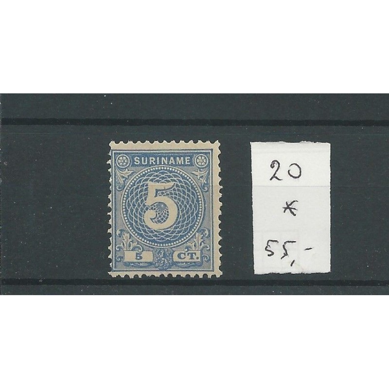 Suriname 20 Cijfer 5ct blauw MH/ongebr CV 55 € Suriname 20 Cijfer 5ct blauw MH/ongebr CV 55 €